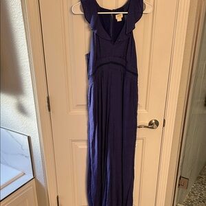 Anthropologie Maeve Navy Blue Polka Dot Dress